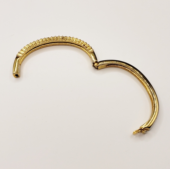 Rhinestone Row Bar Bangle Tennis Bracelet - Picture 3 of 10